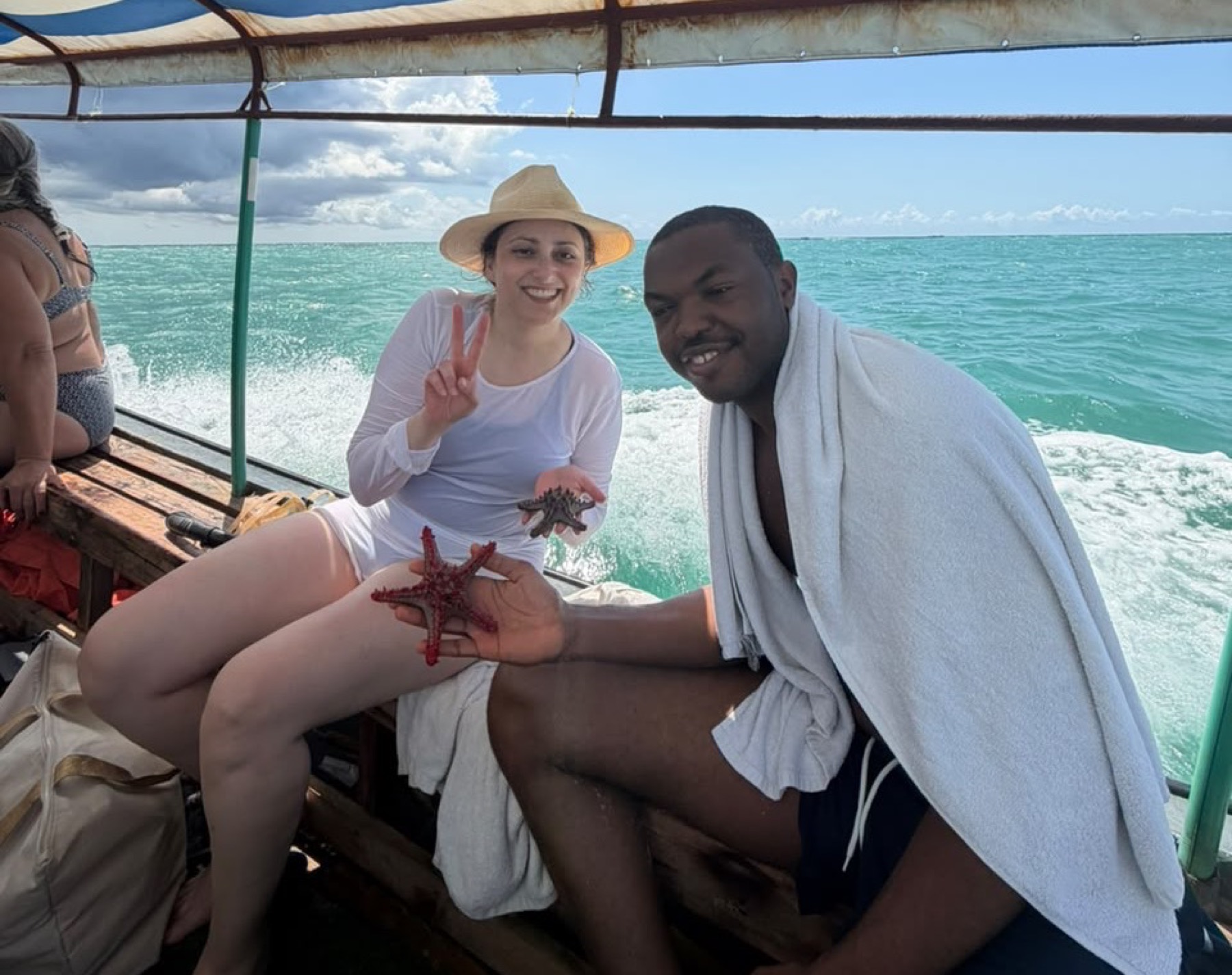Guests smiling on a Zanzibar boat trip